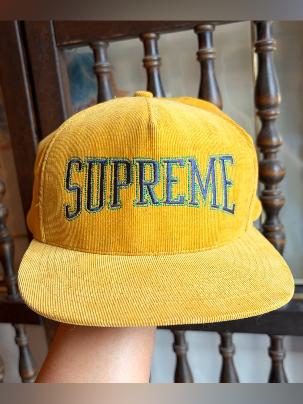 SUPREME New York Dotted Arc 5 Panel Hat Cap DARK GOLD Snapback F/W 2017
